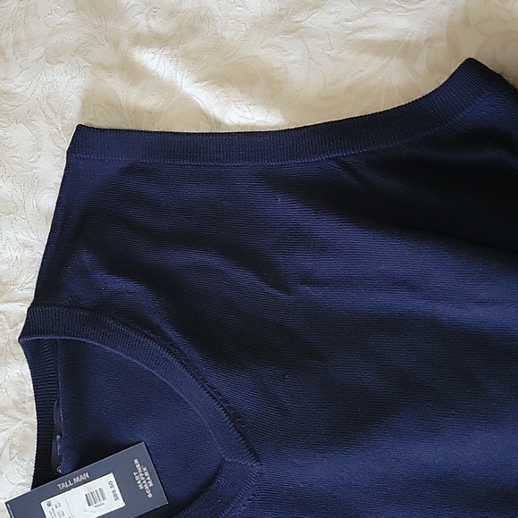 Hart Schaffner Marx Fine Merino Wool Sweater Vest Tall Man Navy Blue XLT 2XT NWT - Picture 4 of 15